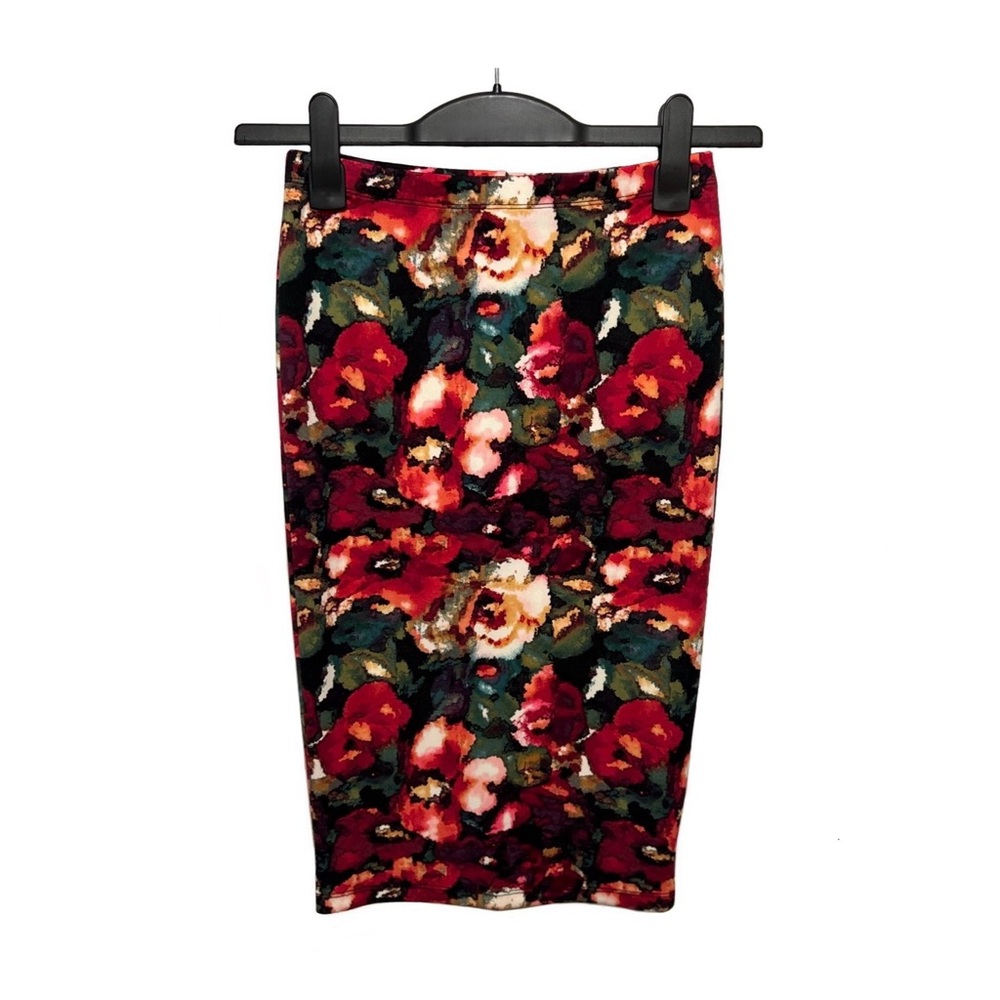 NWOT Forever 21 Watercolor Floral Print Pencil Skirt | Maximalist Bodycon Monet
